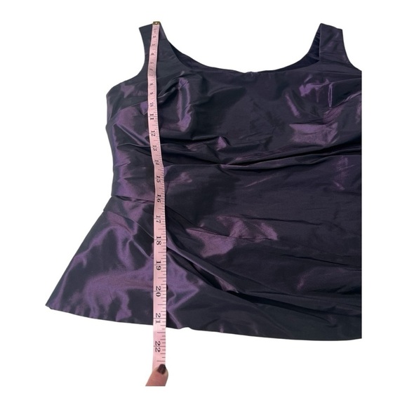Vera Mont Paris Chrome Silver Sheen A-Line Midi Skirt & Purple Back Zip Top - Picture 5 of 16